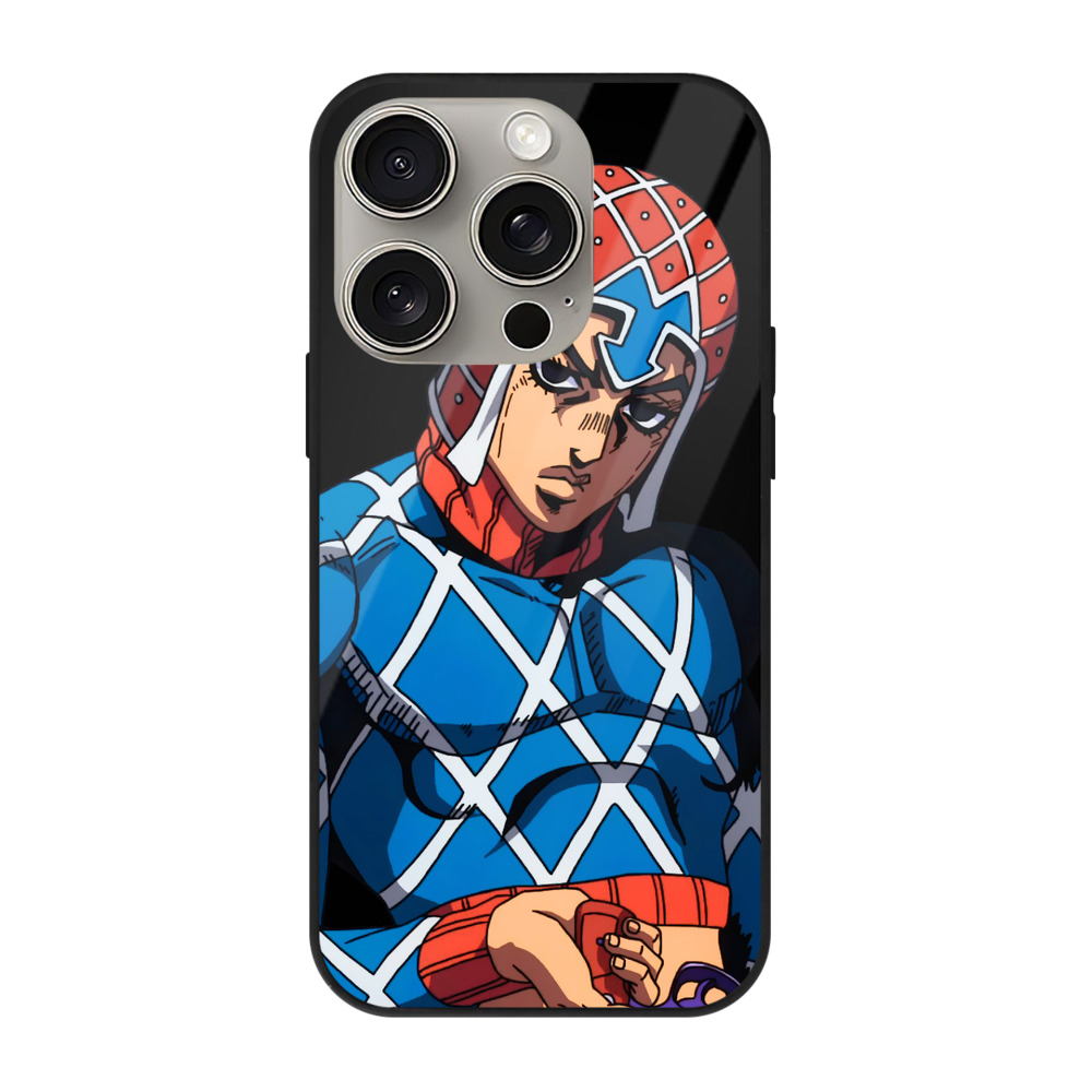 （画像用） ジョジョの奇妙な冒険 グイード?ミスタ JoJo's Bizarre Adventure Guido Mista 【iPhone15Pro対応】スマホケース 耐衝撃＆黄変防止 背面ガラス