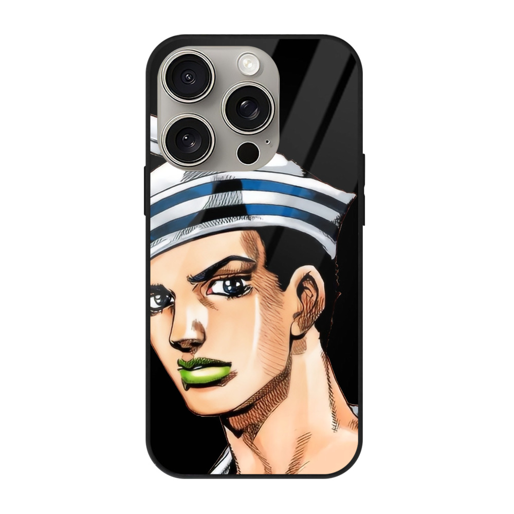 （画像用） ジョジョの奇妙な冒険 東方定助 JoJo's Bizarre Adventure Higashikata Josuke 【iPhone15Pro対応】スマホケース 耐衝撃＆黄変防止 背面ガラス
