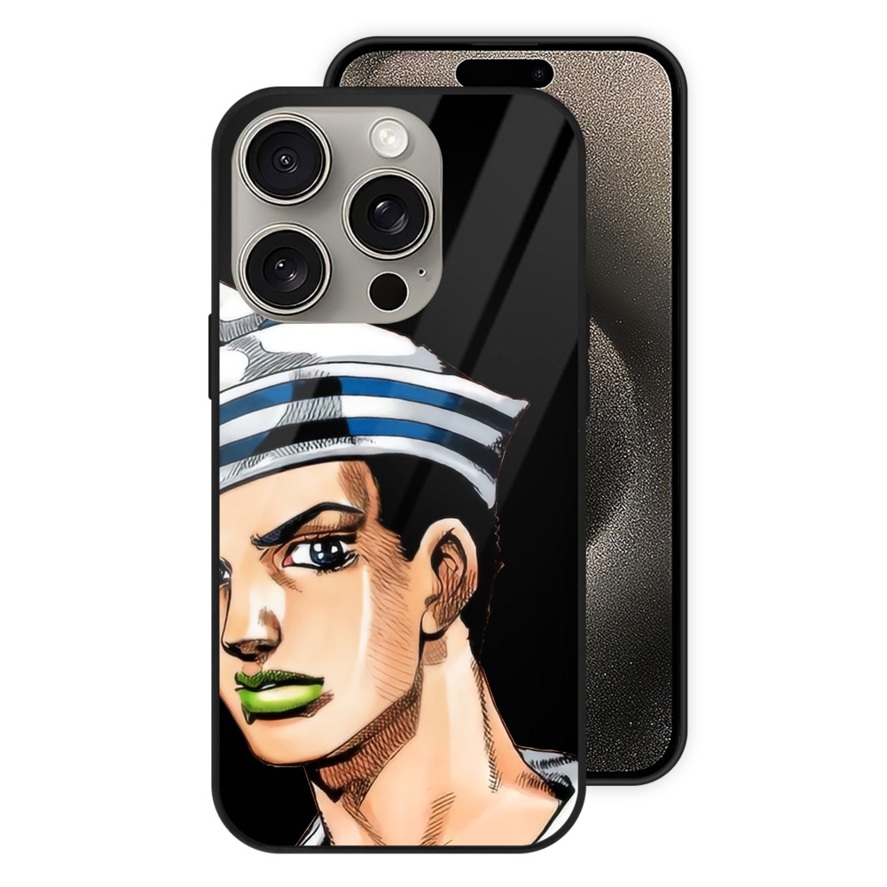 （画像用） ジョジョの奇妙な冒険 東方定助 JoJo's Bizarre Adventure Higashikata Josuke 【iPhone15Pro対応】スマホケース 耐衝撃＆黄変防止 背面ガラス