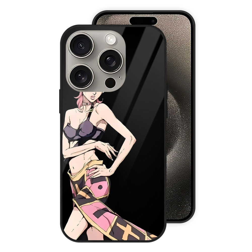 （画像用） ジョジョの奇妙な冒険 トリッシュ?ウナ JoJo's Bizarre Adventure Trish Una 【iPhone15Pro対応】スマホケース 耐衝撃＆黄変防止 背面ガラス