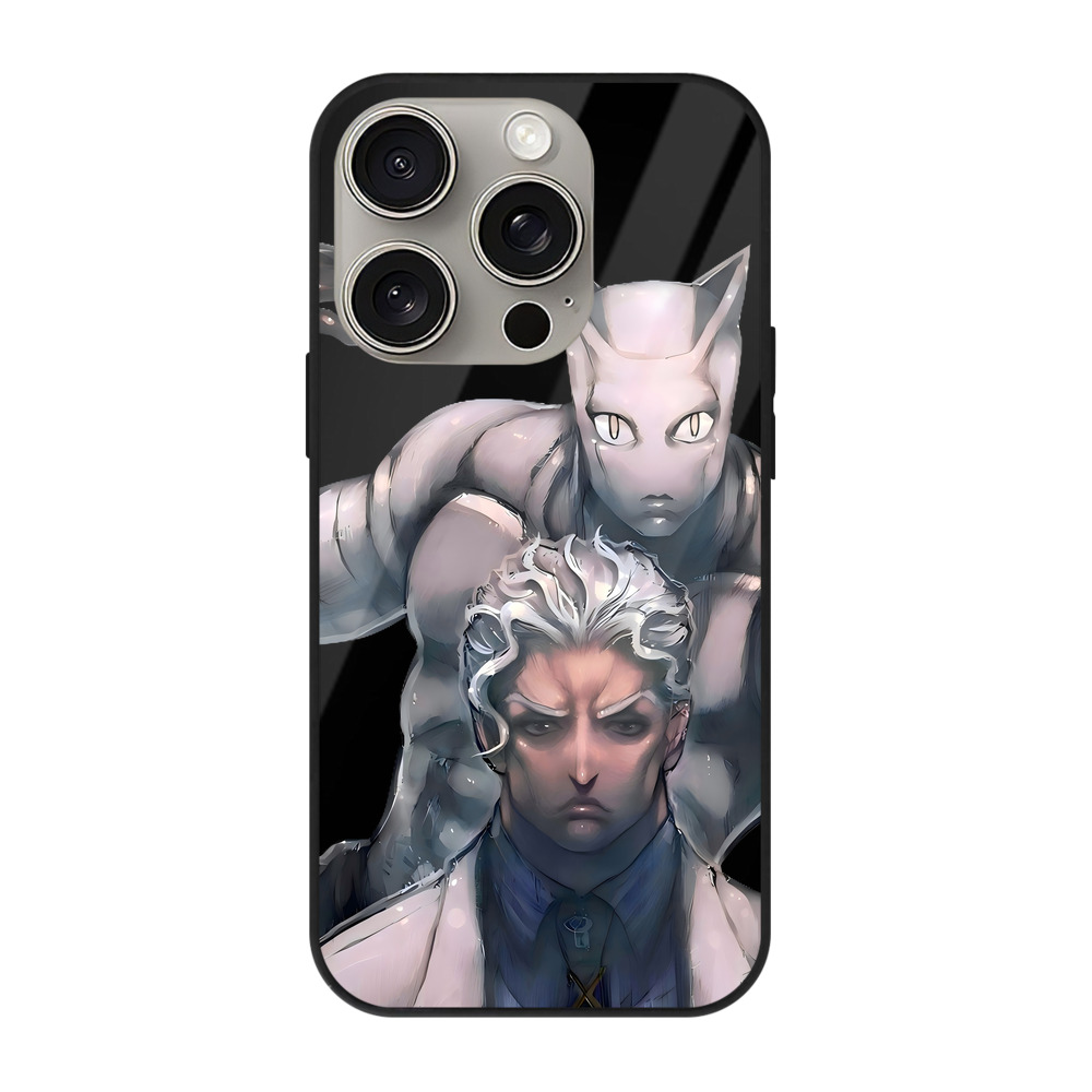 （画像用） ジョジョの奇妙な冒険 きら よしかげ JoJo's Bizarre Adventure Kira Yoshikage 【iPhone15Pro対応】スマホケース 耐衝撃＆黄変防止 背面ガラス