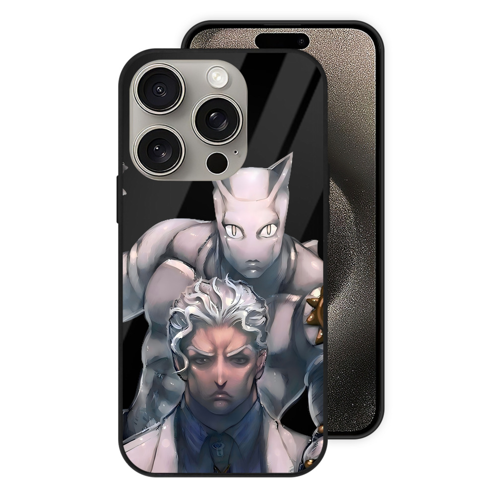 （画像用） ジョジョの奇妙な冒険 きら よしかげ JoJo's Bizarre Adventure Kira Yoshikage 【iPhone15Pro対応】スマホケース 耐衝撃＆黄変防止 背面ガラス