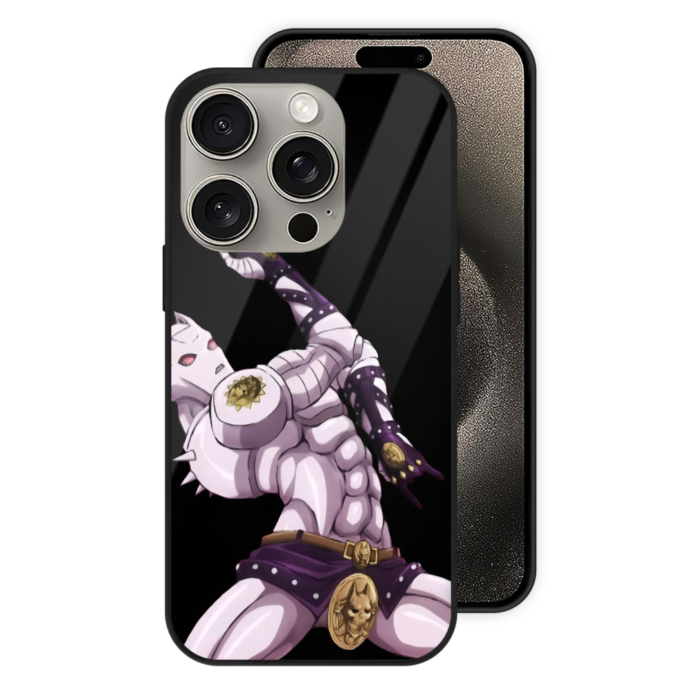 （画像用） ジョジョの奇妙な冒険 きら よしかげ JoJo's Bizarre Adventure Kira Yoshikage 【iPhone15Pro対応】スマホケース 耐衝撃＆黄変防止 背面ガラス