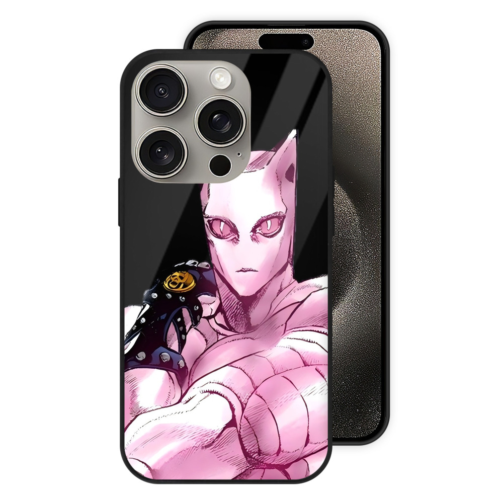 （画像用） ジョジョの奇妙な冒険 きら よしかげ JoJo's Bizarre Adventure Kira Yoshikage 【iPhone15Pro対応】スマホケース 耐衝撃＆黄変防止 背面ガラス