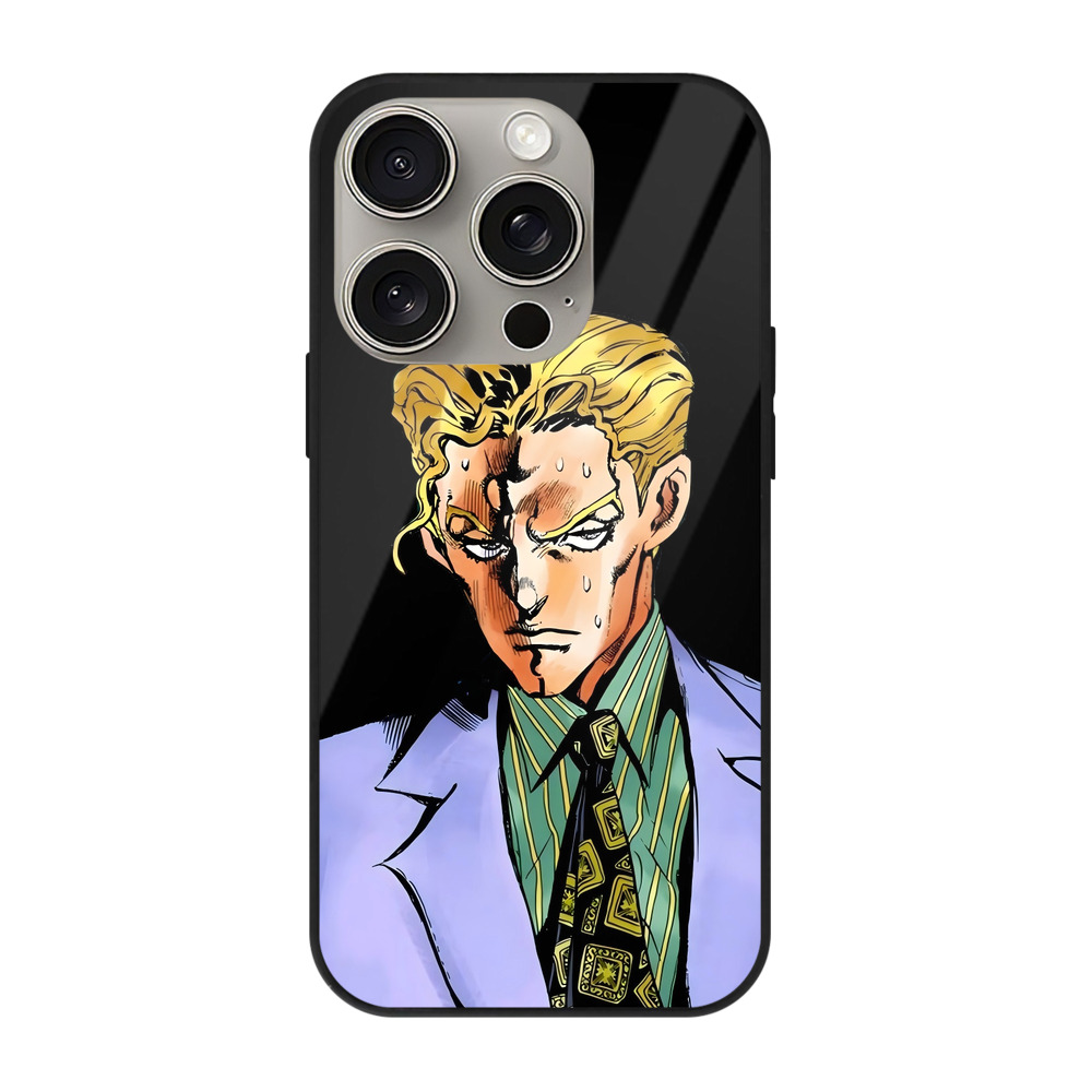 （画像用） ジョジョの奇妙な冒険 きら よしかげ JoJo's Bizarre Adventure Kira Yoshikage 【iPhone15Pro対応】スマホケース 耐衝撃＆黄変防止 背面ガラス