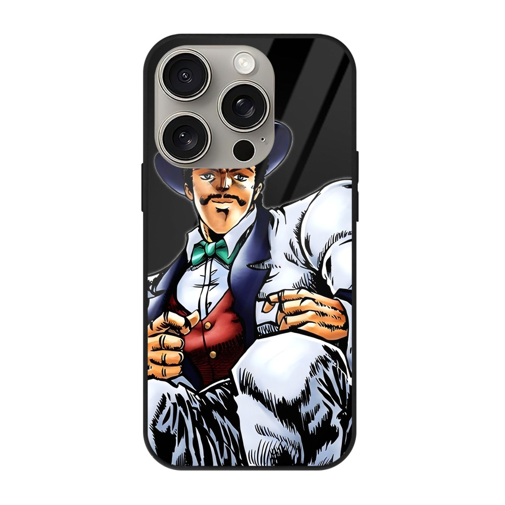 （画像用） ジョジョの奇妙な冒険 ウィル?アントニオ?ツェペリ JoJo's Bizarre Adventure Will Anthonio Zeppeli 【iPhone15Pro対応】スマホケース 耐衝撃＆黄変防止 背面ガラス
