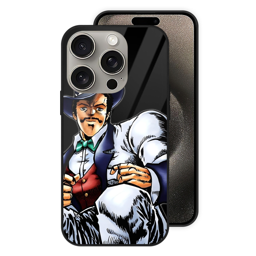 （画像用） ジョジョの奇妙な冒険 ウィル?アントニオ?ツェペリ JoJo's Bizarre Adventure Will Anthonio Zeppeli 【iPhone15Pro対応】スマホケース 耐衝撃＆黄変防止 背面ガラス