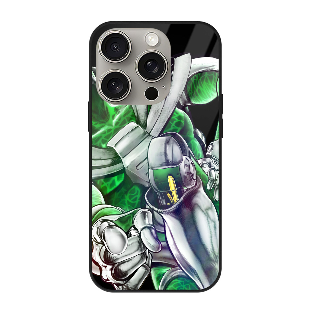 （画像用） ジョジョの奇妙な冒険 花京院 典明（かきょういん のりあき） JoJo's Bizarre Adventure Kakyoin Noriaki 【iPhone15Pro対応】スマホケース 耐衝撃＆黄変防止 背面ガラス