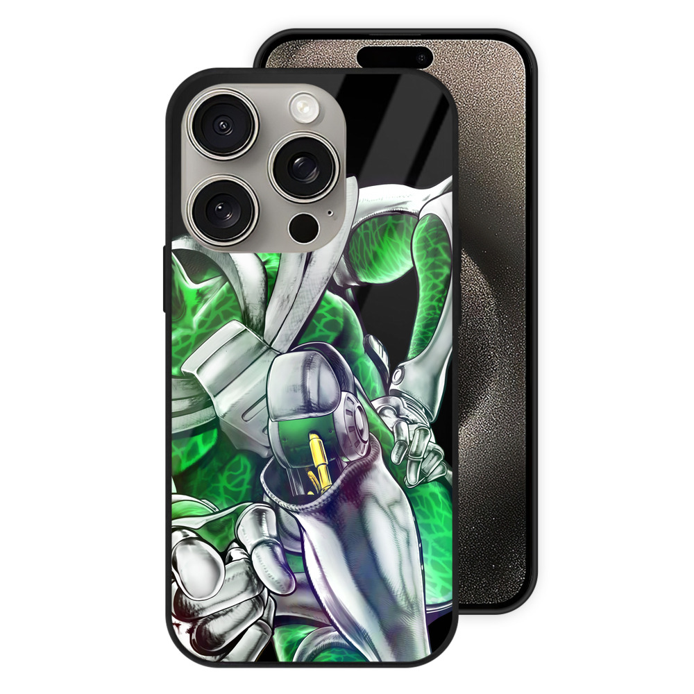 （画像用） ジョジョの奇妙な冒険 花京院 典明（かきょういん のりあき） JoJo's Bizarre Adventure Kakyoin Noriaki 【iPhone15Pro対応】スマホケース 耐衝撃＆黄変防止 背面ガラス