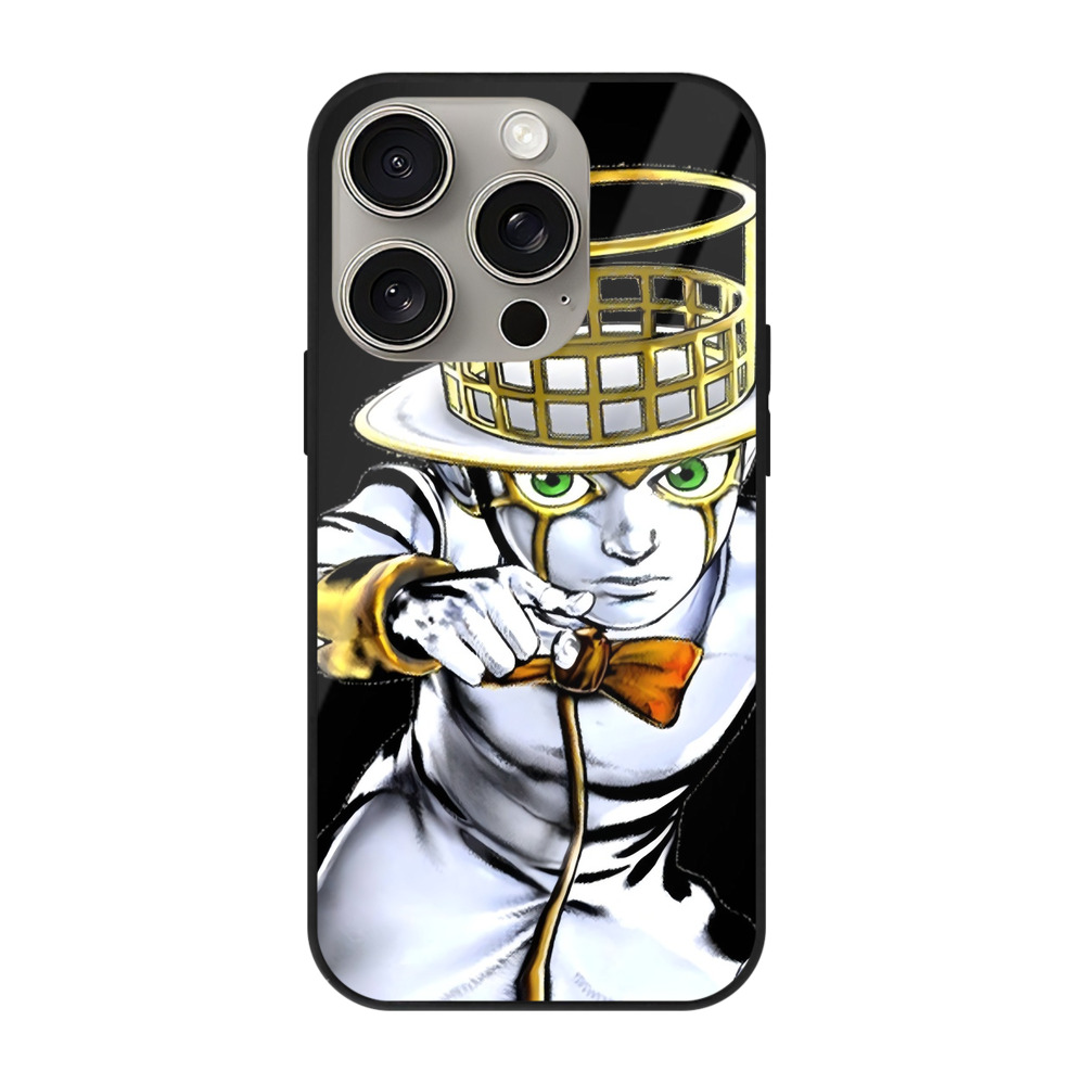（画像用） ジョジョの奇妙な冒険 岸辺 露伴（きしべ ろはん） JoJo's Bizarre Adventure Rohan Kishibe 【iPhone15Pro対応】スマホケース 耐衝撃＆黄変防止 背面ガラス