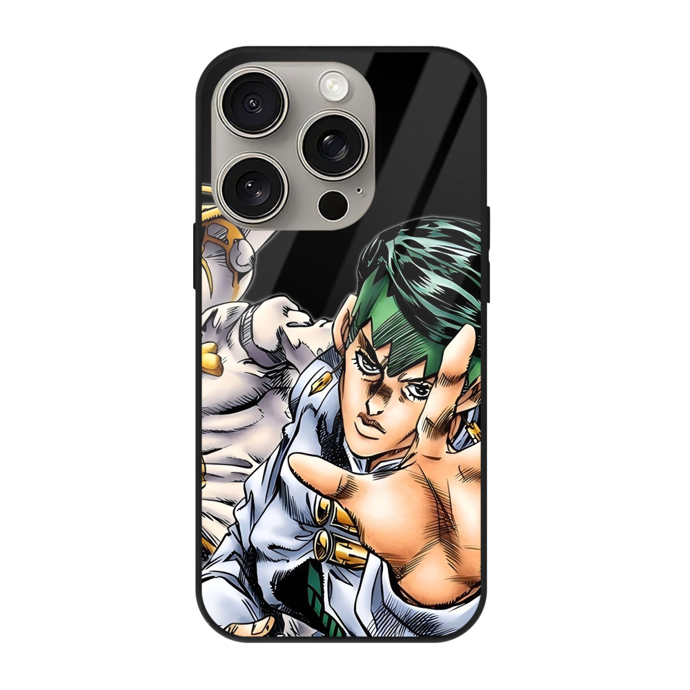 （画像用） ジョジョの奇妙な冒険 岸辺 露伴（きしべ ろはん） JoJo's Bizarre Adventure Rohan Kishibe 【iPhone15Pro対応】スマホケース 耐衝撃＆黄変防止 背面ガラス