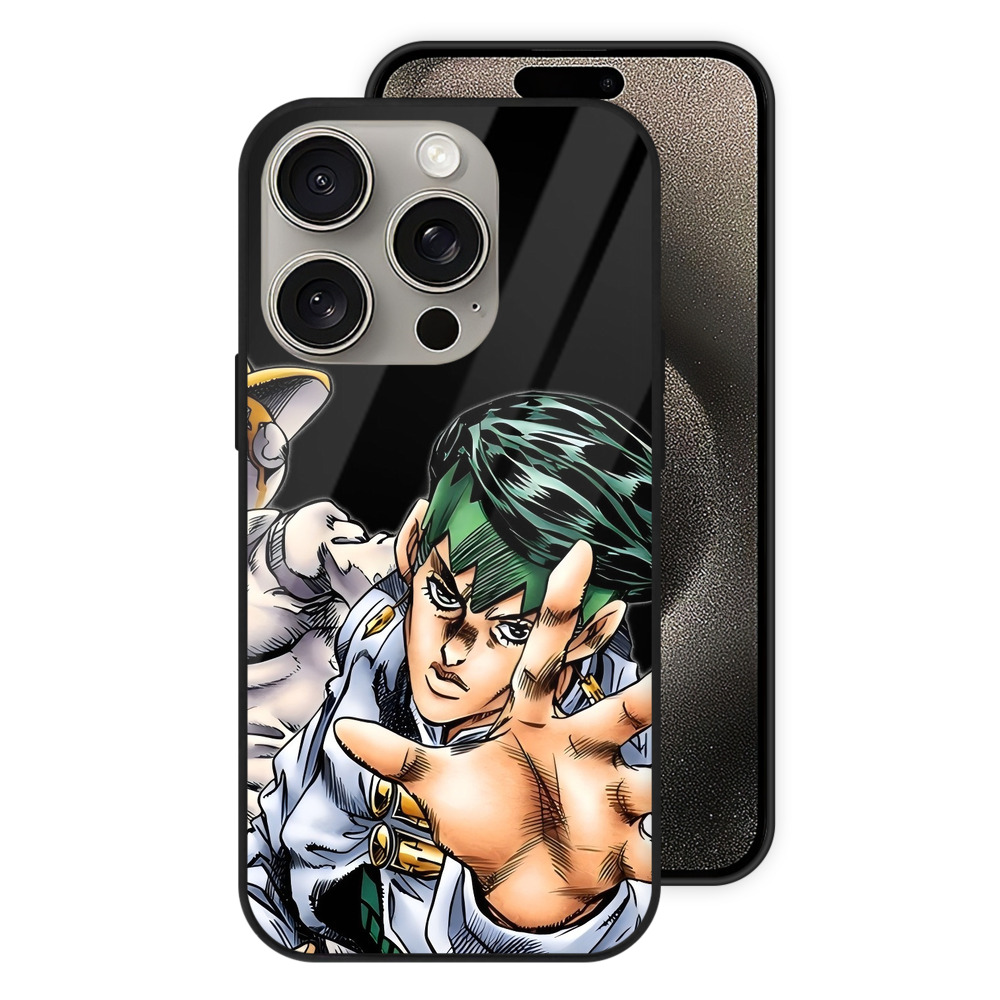 （画像用） ジョジョの奇妙な冒険 岸辺 露伴（きしべ ろはん） JoJo's Bizarre Adventure Rohan Kishibe 【iPhone15Pro対応】スマホケース 耐衝撃＆黄変防止 背面ガラス