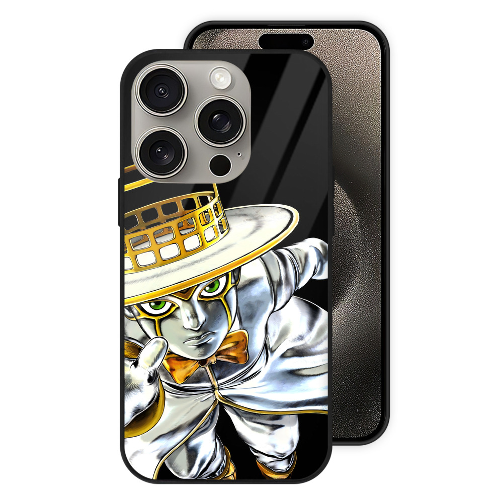 （画像用） ジョジョの奇妙な冒険 岸辺 露伴（きしべ ろはん） JoJo's Bizarre Adventure Rohan Kishibe 【iPhone15Pro対応】スマホケース 耐衝撃＆黄変防止 背面ガラス