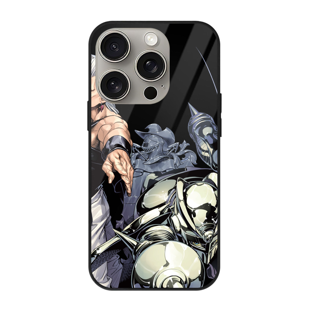 （画像用） ジョジョの奇妙な冒険 ジャン＝ピエール?ポルナレフ JoJo's Bizarre Adventure Jan Pierre Polnareff 【iPhone15Pro対応】スマホケース 耐衝撃＆黄変防止 背面ガラス
