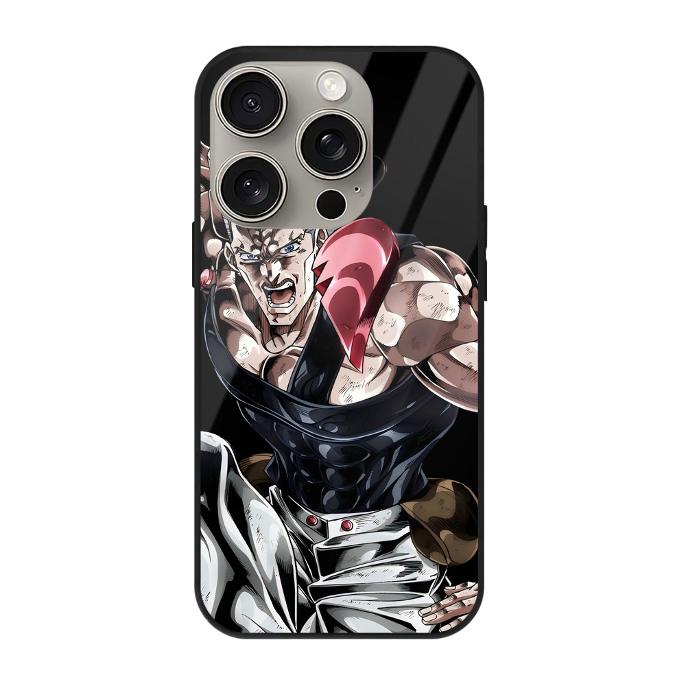 （画像用） ジョジョの奇妙な冒険 ジャン＝ピエール?ポルナレフ JoJo's Bizarre Adventure Jan Pierre Polnareff 【iPhone15Pro対応】スマホケース 耐衝撃＆黄変防止 背面ガラス