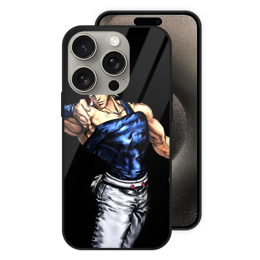 （画像用） ジョジョの奇妙な冒険 ジャン＝ピエール?ポルナレフ JoJo's Bizarre Adventure Jan Pierre Polnareff 【iPhone15Pro対応】スマホケース 耐衝撃＆黄変防止 背面ガラス