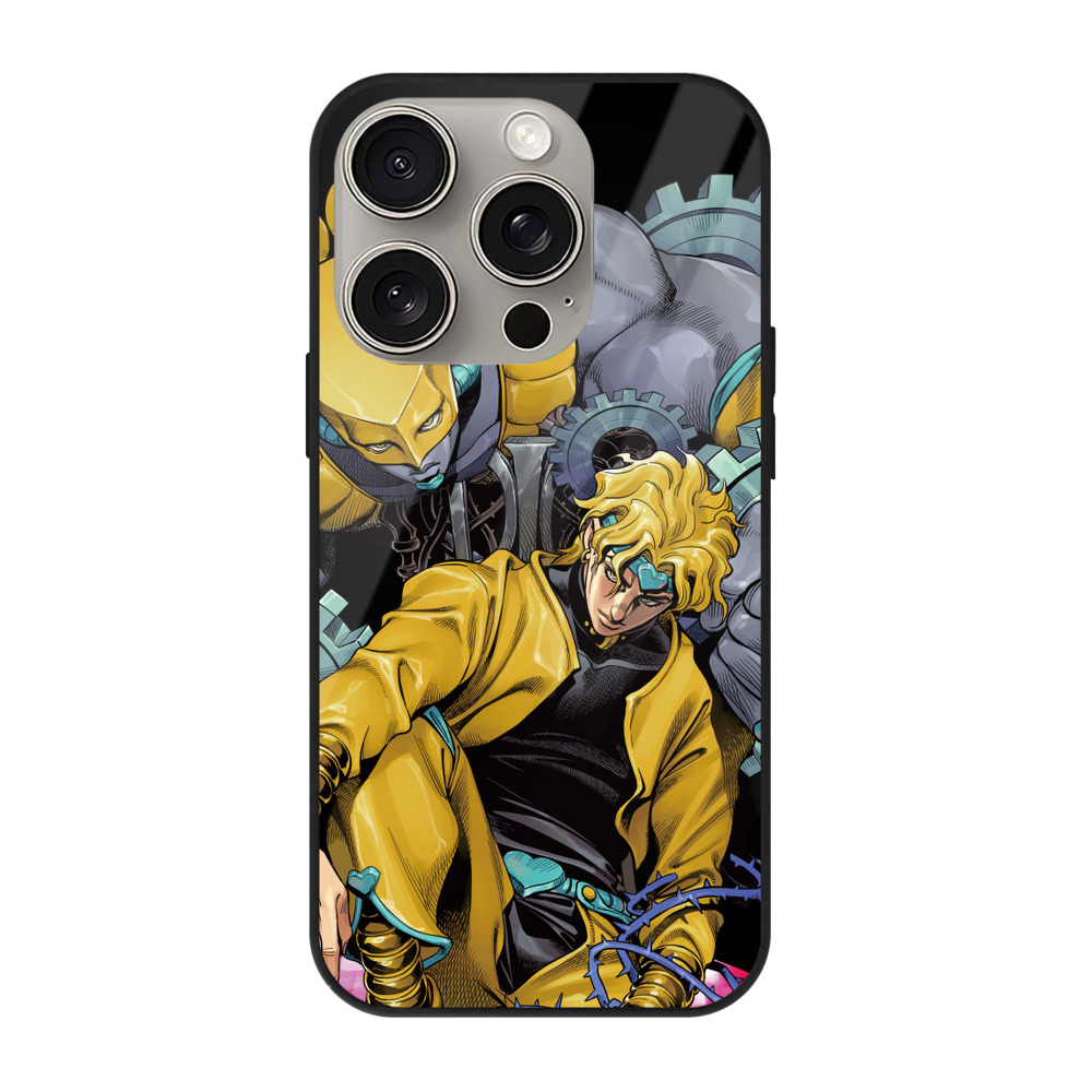 （画像用） ジョジョの奇妙な冒険 ディオ?ブランドー JoJo's Bizarre Adventure Dio Brando 【iPhone15Pro対応】スマホケース 耐衝撃＆黄変防止 背面ガラス