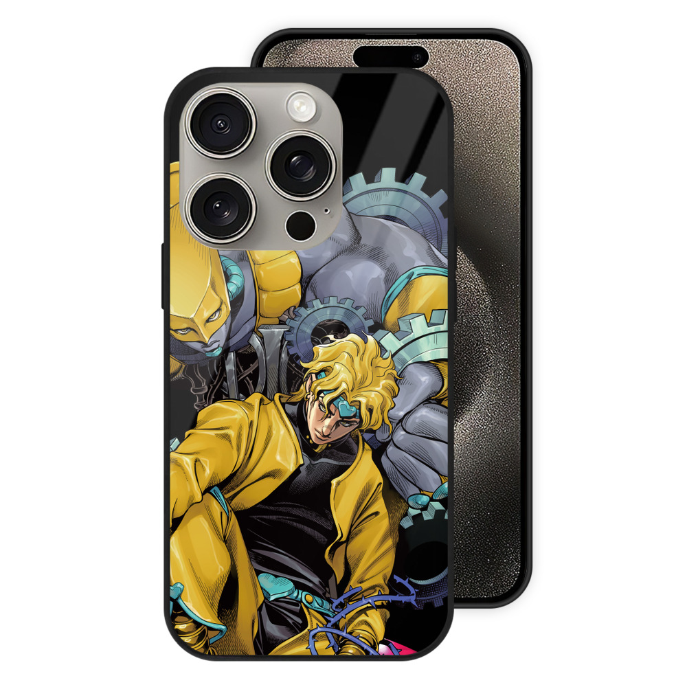 （画像用） ジョジョの奇妙な冒険 ディオ?ブランドー JoJo's Bizarre Adventure Dio Brando 【iPhone15Pro対応】スマホケース 耐衝撃＆黄変防止 背面ガラス