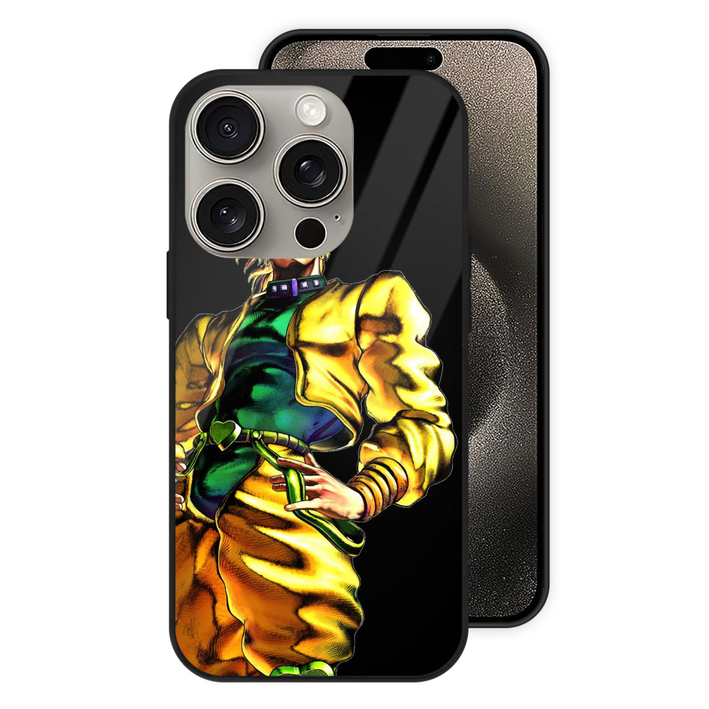 （画像用） ジョジョの奇妙な冒険 ディオ?ブランドー JoJo's Bizarre Adventure Dio Brando 【iPhone15Pro対応】スマホケース 耐衝撃＆黄変防止 背面ガラス