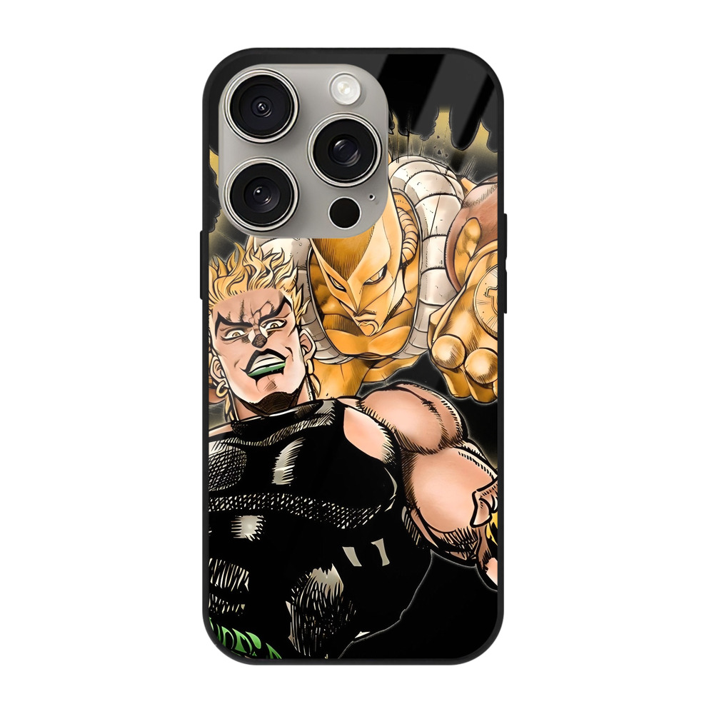 （画像用） ジョジョの奇妙な冒険 ディオ?ブランドー JoJo's Bizarre Adventure Dio Brando 【iPhone15Pro対応】スマホケース 耐衝撃＆黄変防止 背面ガラス
