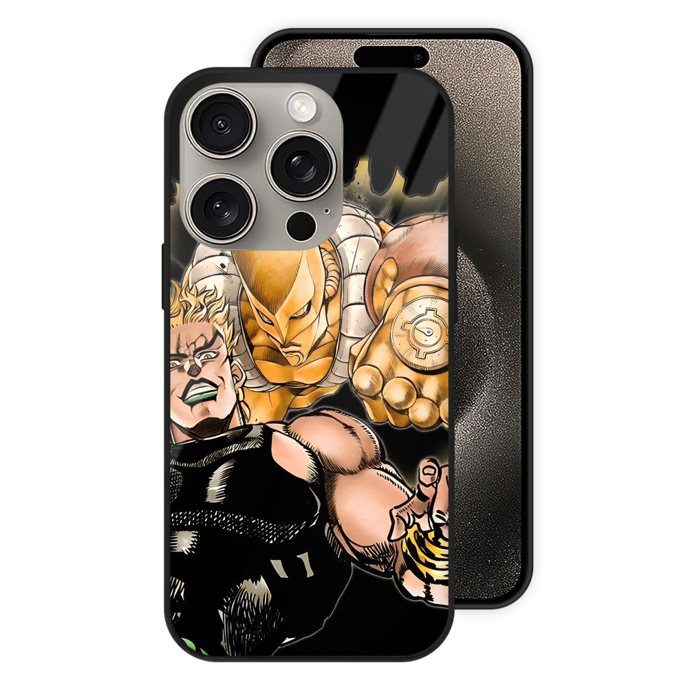 （画像用） ジョジョの奇妙な冒険 ディオ?ブランドー JoJo's Bizarre Adventure Dio Brando 【iPhone15Pro対応】スマホケース 耐衝撃＆黄変防止 背面ガラス