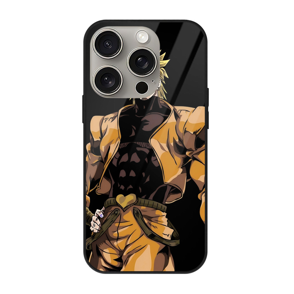（画像用） ジョジョの奇妙な冒険 ディオ?ブランドー JoJo's Bizarre Adventure Dio Brando 【iPhone15Pro対応】スマホケース 耐衝撃＆黄変防止 背面ガラス