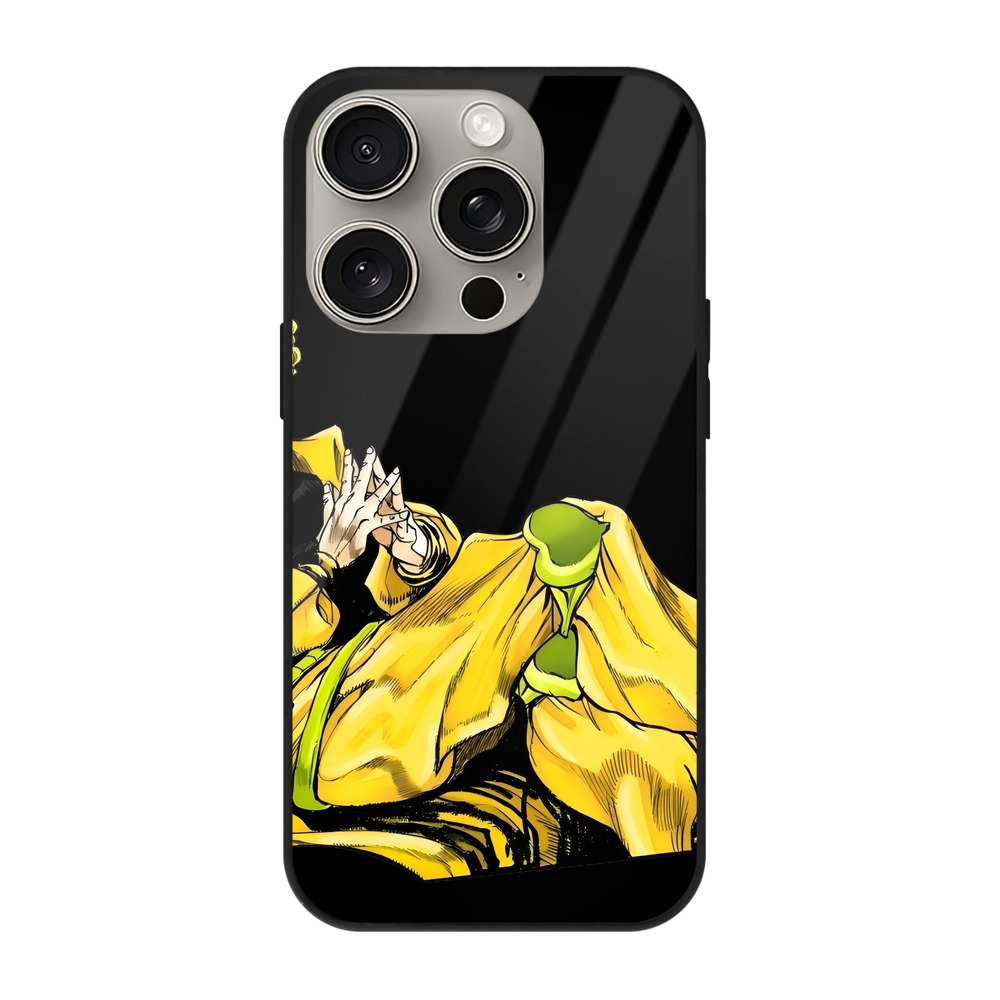 （画像用） ジョジョの奇妙な冒険 ディオ?ブランドー JoJo's Bizarre Adventure Dio Brando 【iPhone15Pro対応】スマホケース 耐衝撃＆黄変防止 背面ガラス