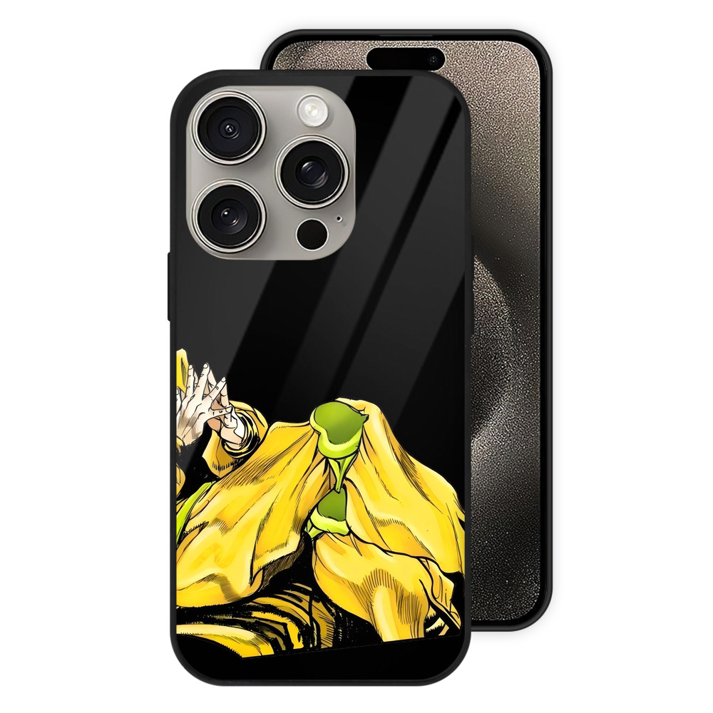 （画像用） ジョジョの奇妙な冒険 ディオ?ブランドー JoJo's Bizarre Adventure Dio Brando 【iPhone15Pro対応】スマホケース 耐衝撃＆黄変防止 背面ガラス