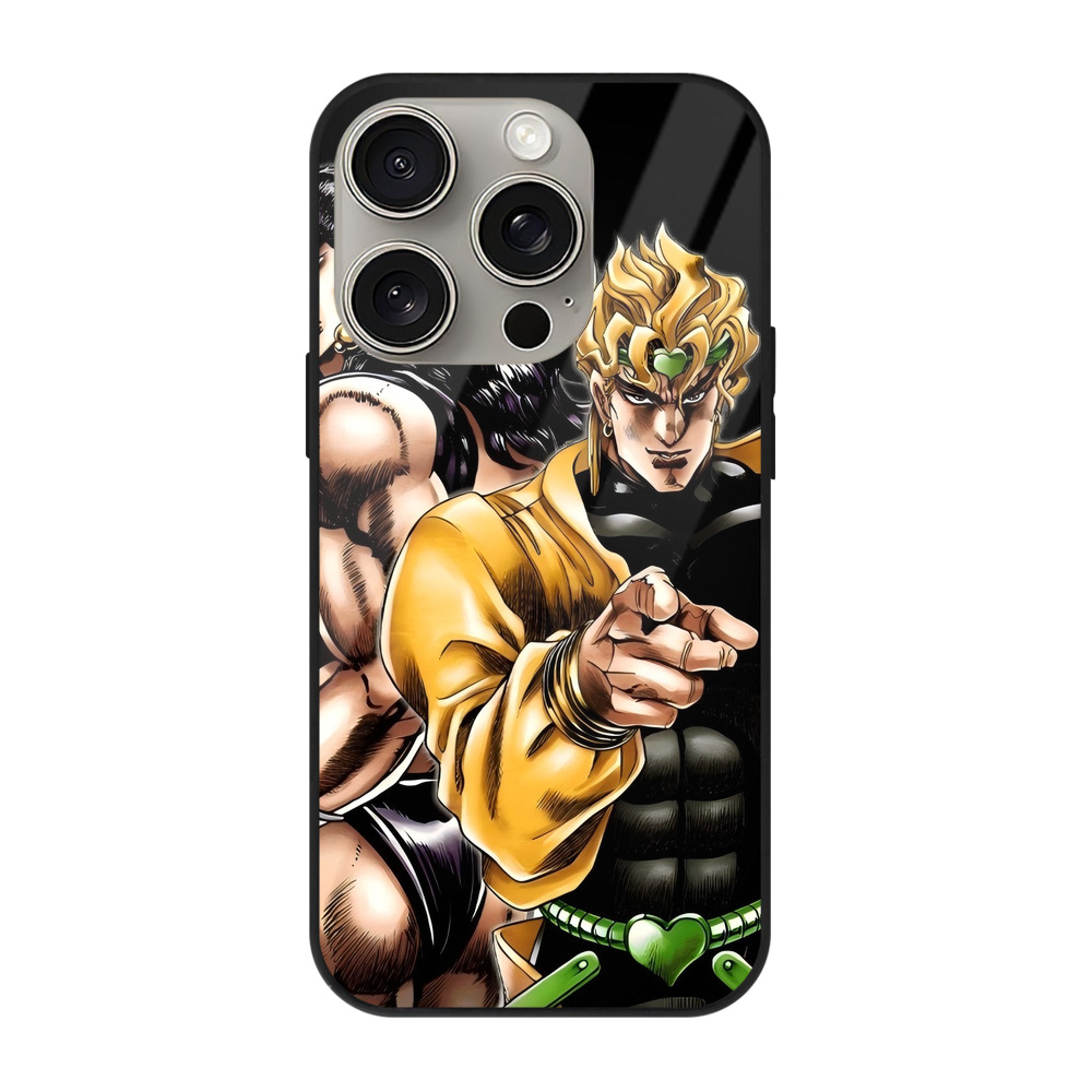 （画像用） ジョジョの奇妙な冒険 ディオ?ブランドー JoJo's Bizarre Adventure Dio Brando 【iPhone15Pro対応】スマホケース 耐衝撃＆黄変防止 背面ガラス