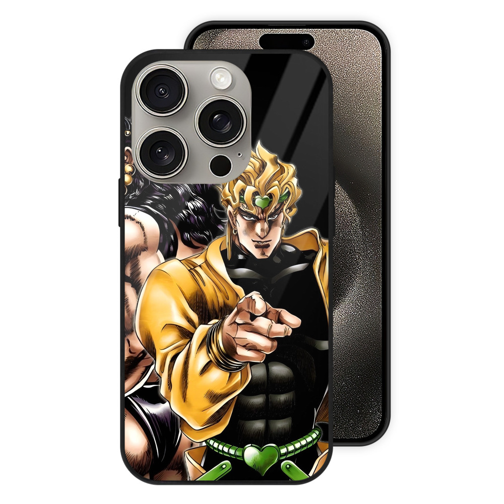 （画像用） ジョジョの奇妙な冒険 ディオ?ブランドー JoJo's Bizarre Adventure Dio Brando 【iPhone15Pro対応】スマホケース 耐衝撃＆黄変防止 背面ガラス