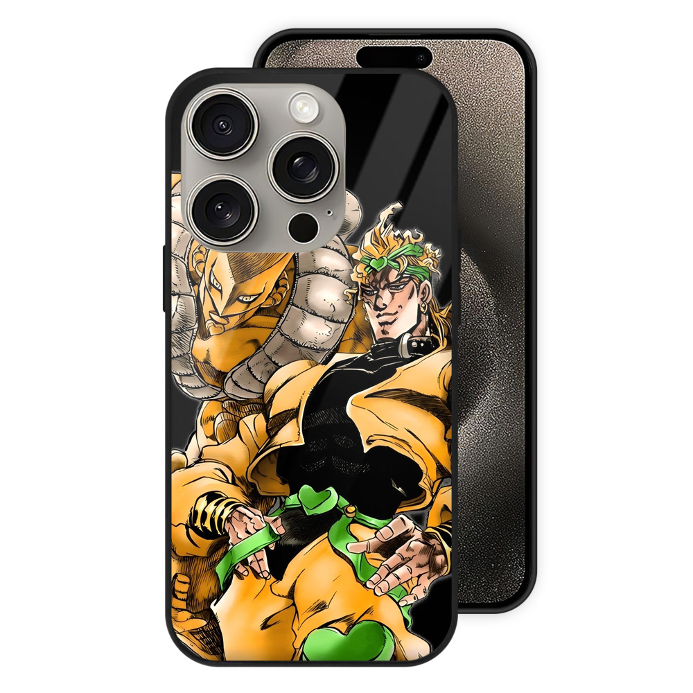 （画像用） ジョジョの奇妙な冒険 ディオ?ブランドー JoJo's Bizarre Adventure Dio Brando 【iPhone15Pro対応】スマホケース 耐衝撃＆黄変防止 背面ガラス