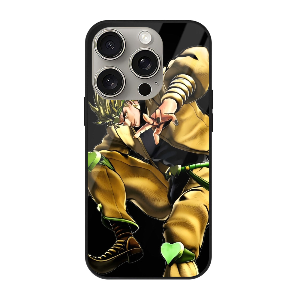 （画像用） ジョジョの奇妙な冒険 ディオ?ブランドー JoJo's Bizarre Adventure Dio Brando 【iPhone15Pro対応】スマホケース 耐衝撃＆黄変防止 背面ガラス