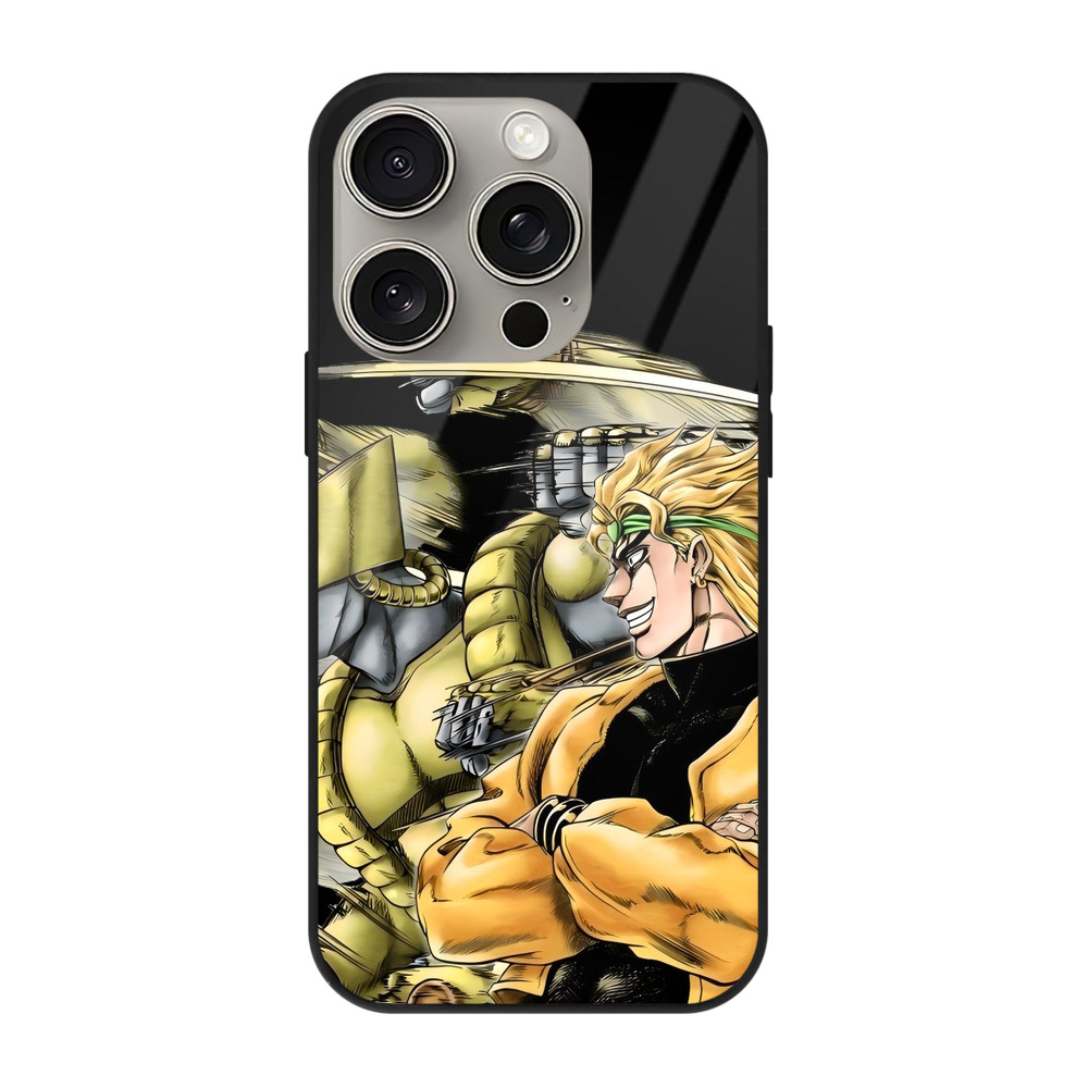 （画像用） ジョジョの奇妙な冒険 ディオ?ブランドー JoJo's Bizarre Adventure Dio Brando 【iPhone15Pro対応】スマホケース 耐衝撃＆黄変防止 背面ガラス