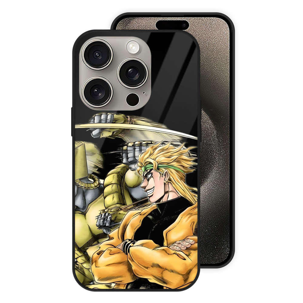 （画像用） ジョジョの奇妙な冒険 ディオ?ブランドー JoJo's Bizarre Adventure Dio Brando 【iPhone15Pro対応】スマホケース 耐衝撃＆黄変防止 背面ガラス