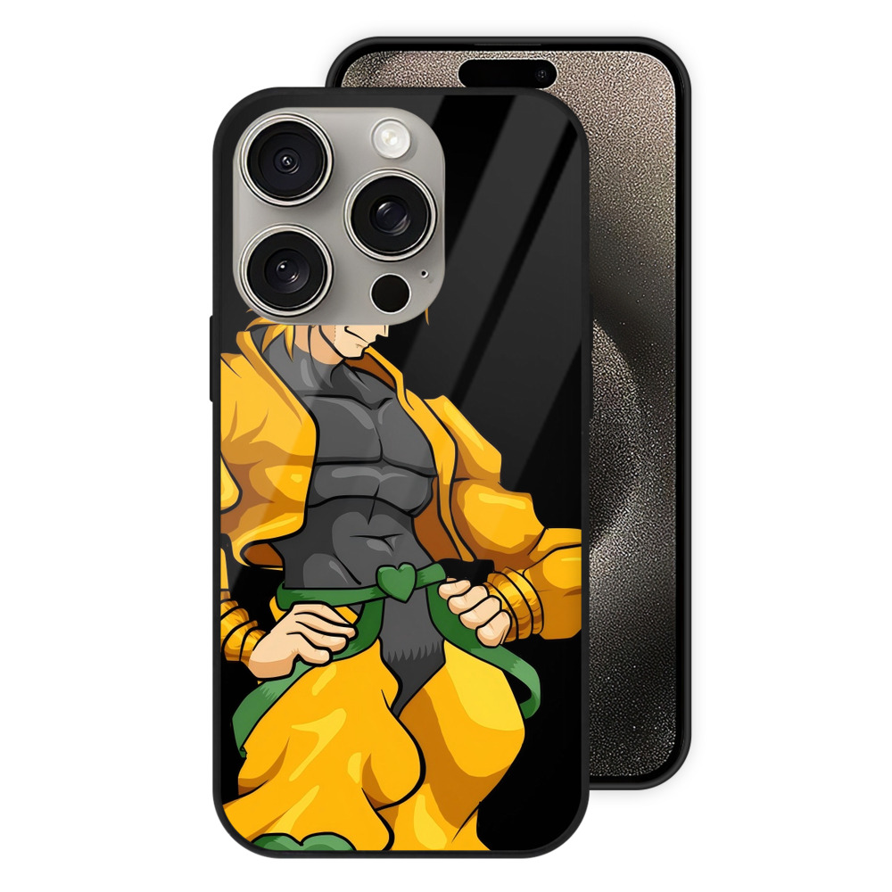 （画像用） ジョジョの奇妙な冒険 ディオ?ブランドー JoJo's Bizarre Adventure Dio Brando 【iPhone15Pro対応】スマホケース 耐衝撃＆黄変防止 背面ガラス