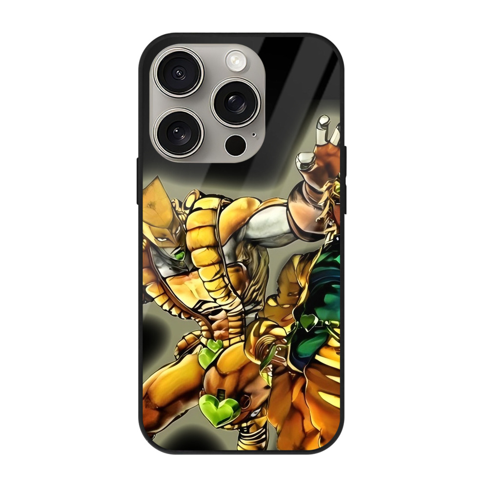 （画像用） ジョジョの奇妙な冒険 ディオ?ブランドー JoJo's Bizarre Adventure Dio Brando 【iPhone15Pro対応】スマホケース 耐衝撃＆黄変防止 背面ガラス