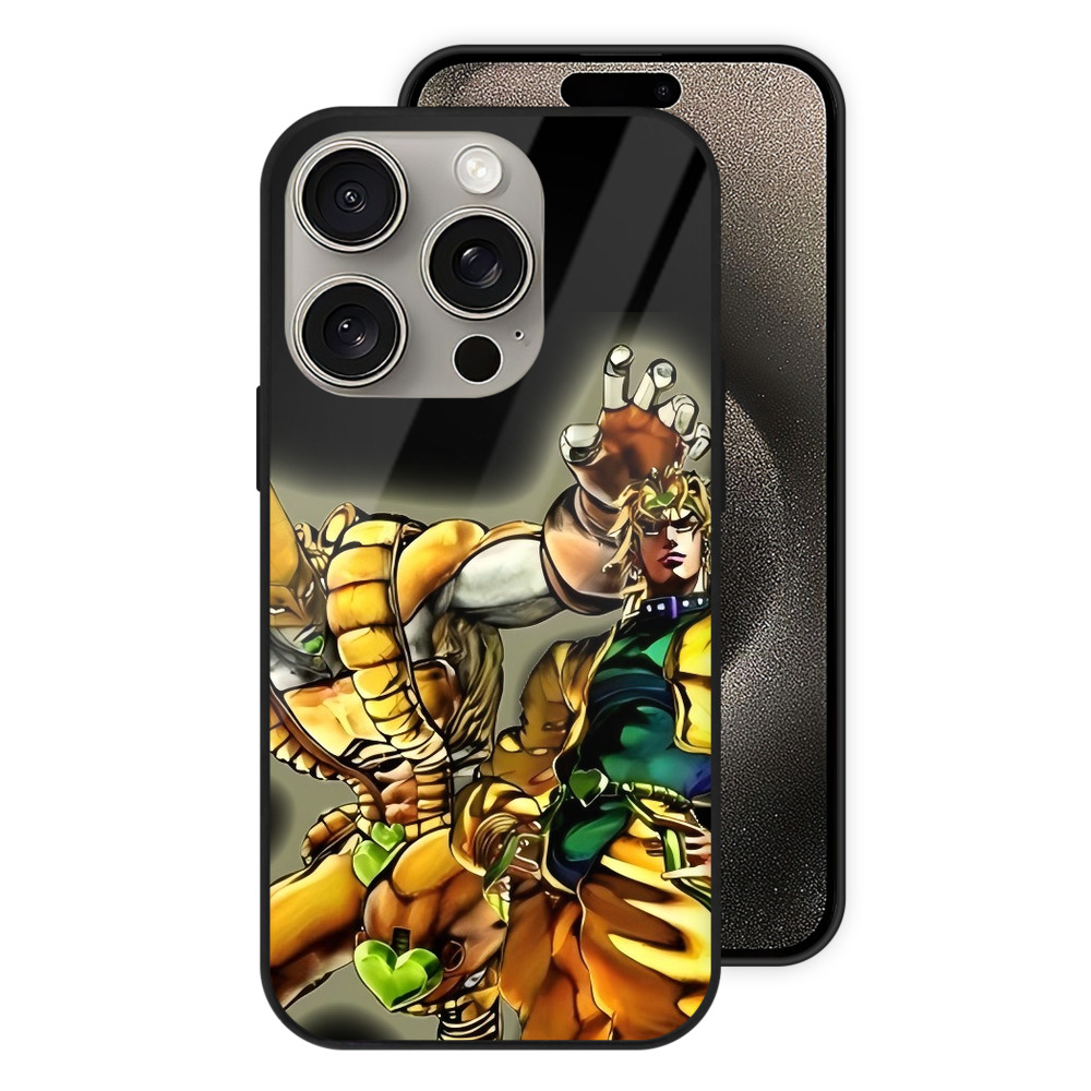（画像用） ジョジョの奇妙な冒険 ディオ?ブランドー JoJo's Bizarre Adventure Dio Brando 【iPhone15Pro対応】スマホケース 耐衝撃＆黄変防止 背面ガラス
