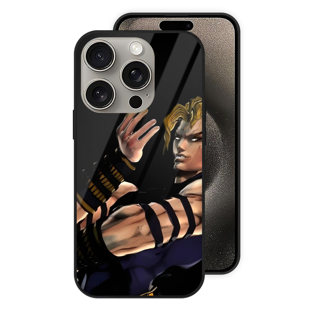 （画像用） ジョジョの奇妙な冒険 ディオ?ブランドー JoJo's Bizarre Adventure Dio Brando 【iPhone15Pro対応】スマホケース 耐衝撃＆黄変防止 背面ガラス