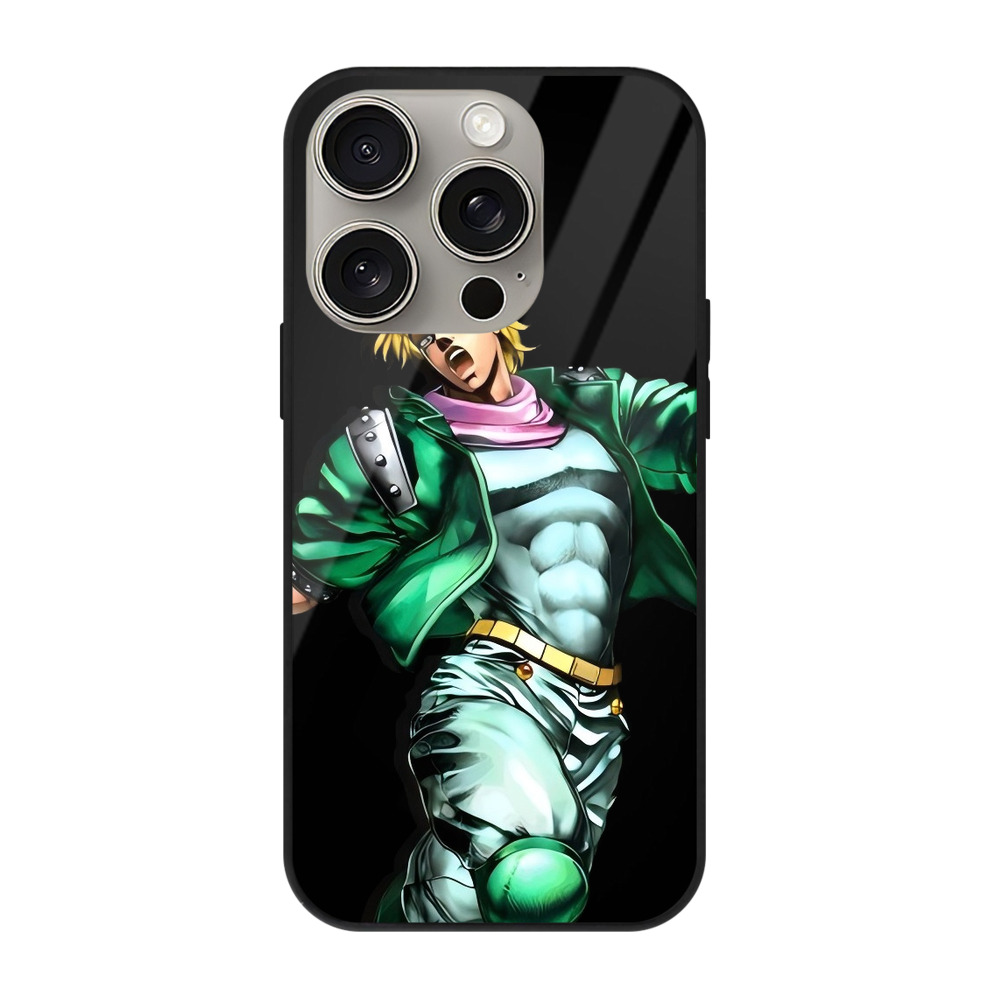 （画像用） ジョジョの奇妙な冒険 ディオ?ブランドー JoJo's Bizarre Adventure Dio Brando 【iPhone15Pro対応】スマホケース 耐衝撃＆黄変防止 背面ガラス