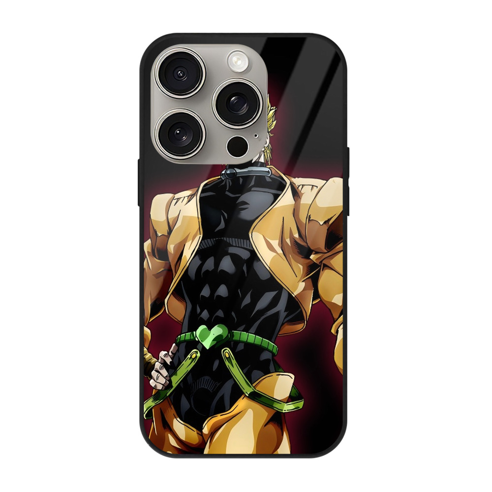 （画像用） ジョジョの奇妙な冒険 ディオ?ブランドー JoJo's Bizarre Adventure Dio Brando 【iPhone15Pro対応】スマホケース 耐衝撃＆黄変防止 背面ガラス
