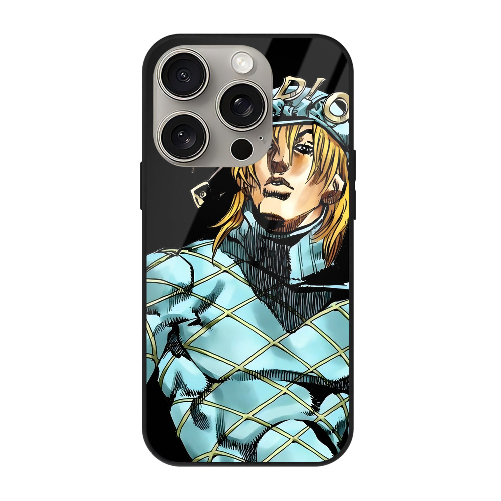 （画像用） ジョジョの奇妙な冒険 ディオ?ブランドー JoJo's Bizarre Adventure Dio Brando 【iPhone15Pro対応】スマホケース 耐衝撃＆黄変防止 背面ガラス