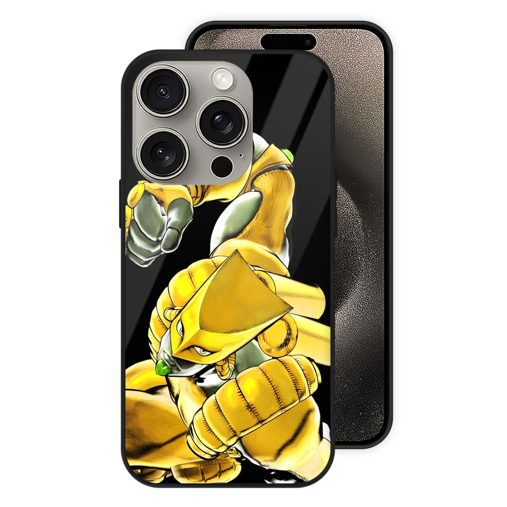 （画像用） ジョジョの奇妙な冒険 ディオ?ブランドー JoJo's Bizarre Adventure Dio Brando 【iPhone15Pro対応】スマホケース 耐衝撃＆黄変防止 背面ガラス