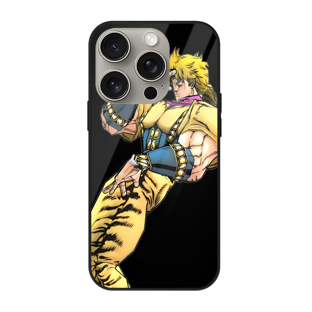 （画像用） ジョジョの奇妙な冒険 ディオ?ブランドー JoJo's Bizarre Adventure Dio Brando 【iPhone15Pro対応】スマホケース 耐衝撃＆黄変防止 背面ガラス