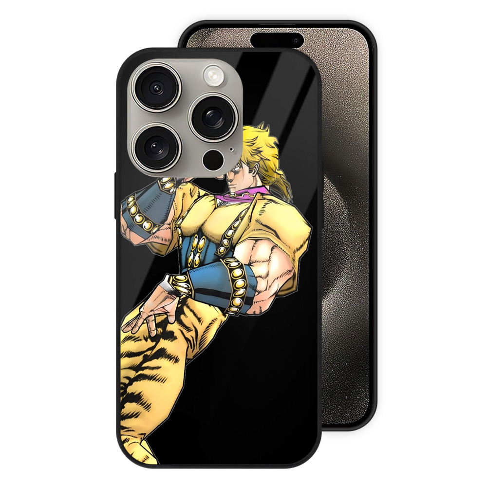 （画像用） ジョジョの奇妙な冒険 ディオ?ブランドー JoJo's Bizarre Adventure Dio Brando 【iPhone15Pro対応】スマホケース 耐衝撃＆黄変防止 背面ガラス