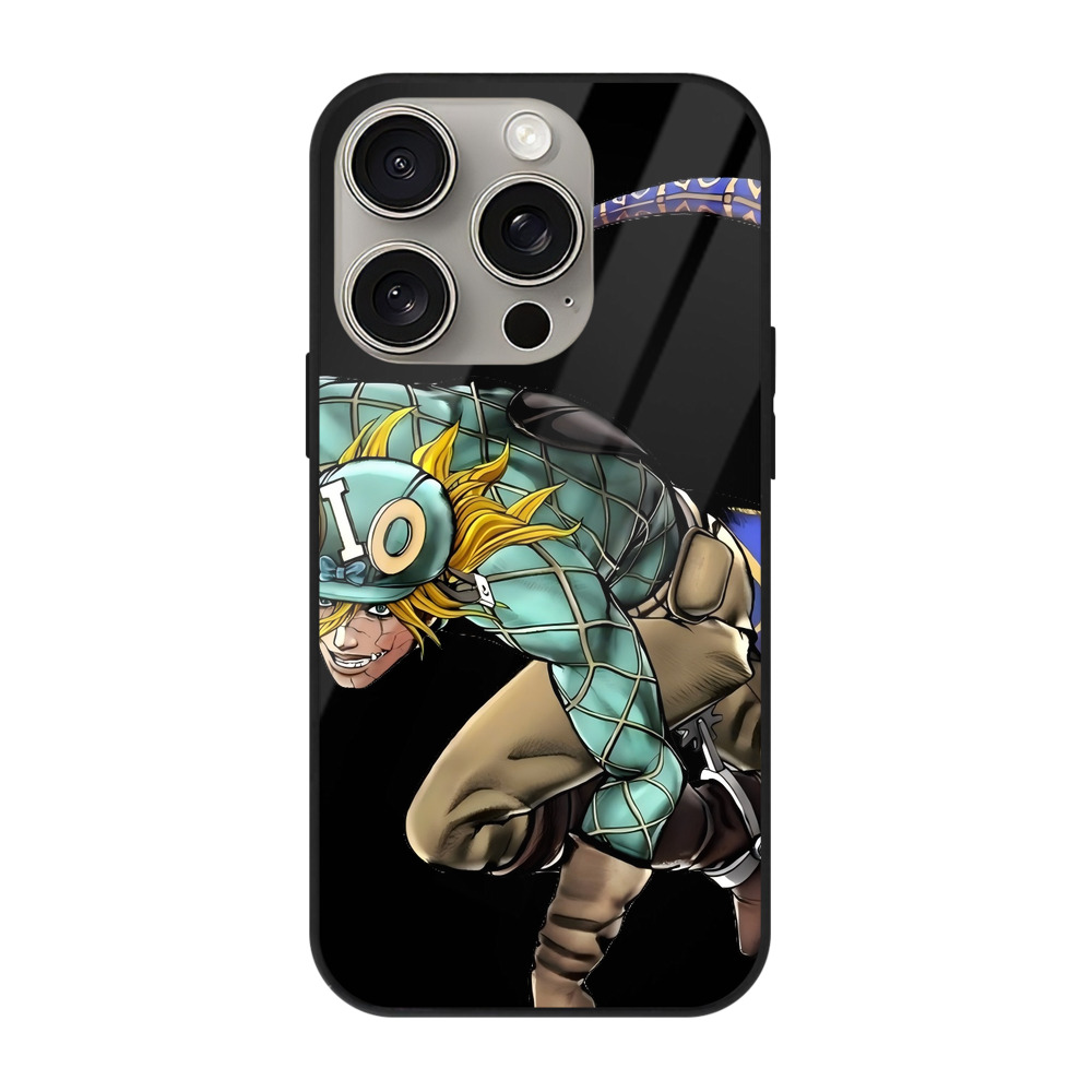 （画像用） ジョジョの奇妙な冒険 ディオ?ブランドー JoJo's Bizarre Adventure Dio Brando 【iPhone15Pro対応】スマホケース 耐衝撃＆黄変防止 背面ガラス