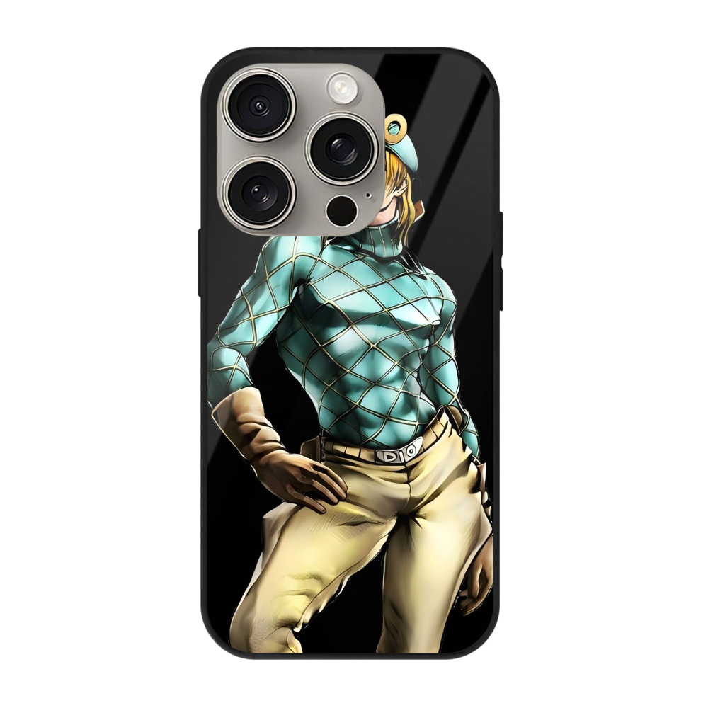 （画像用） ジョジョの奇妙な冒険 ディオ?ブランドー JoJo's Bizarre Adventure Dio Brando 【iPhone15Pro対応】スマホケース 耐衝撃＆黄変防止 背面ガラス