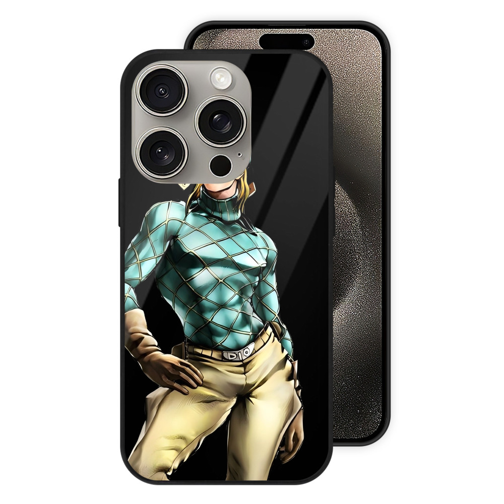 （画像用） ジョジョの奇妙な冒険 ディオ?ブランドー JoJo's Bizarre Adventure Dio Brando 【iPhone15Pro対応】スマホケース 耐衝撃＆黄変防止 背面ガラス