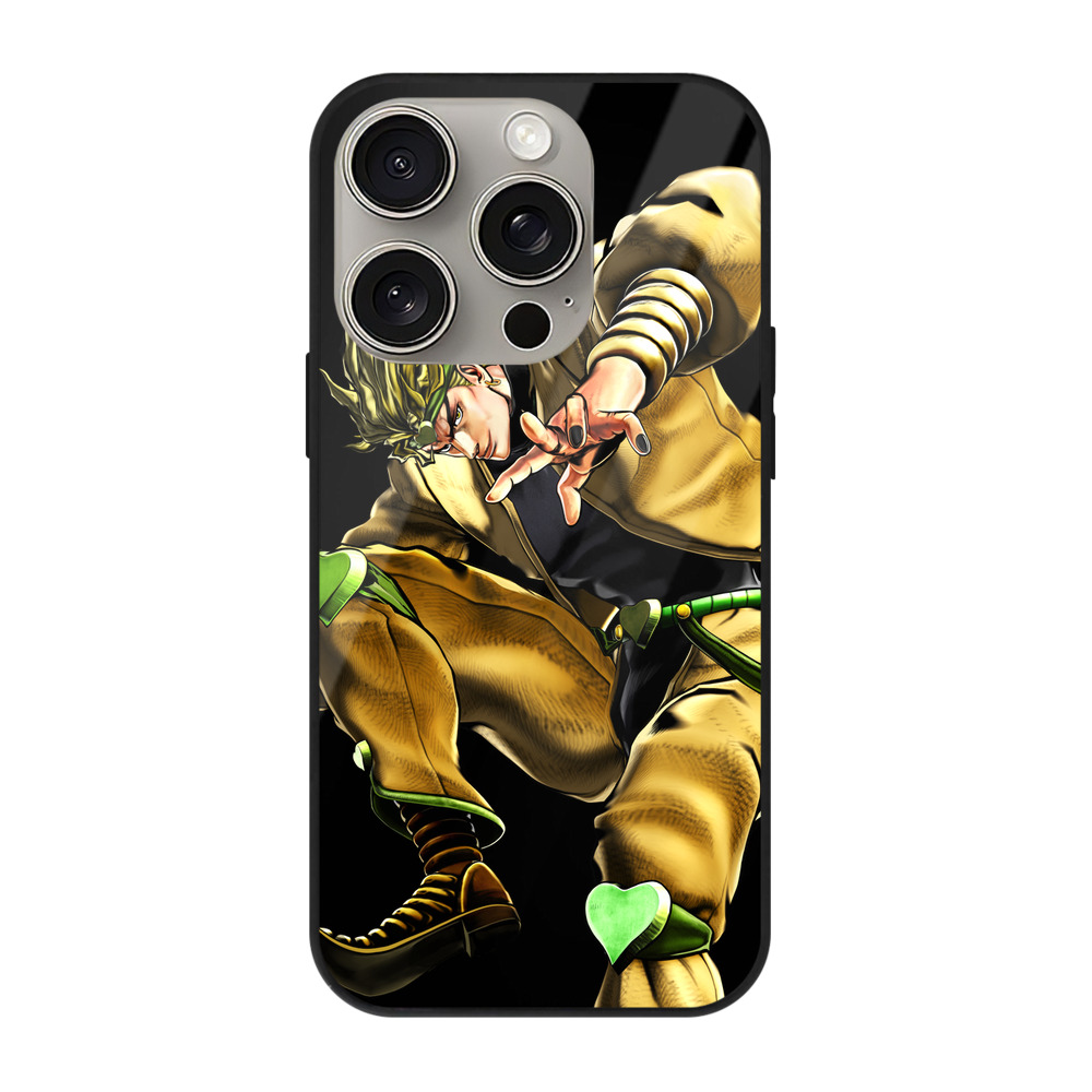 （画像用） ジョジョの奇妙な冒険 ディオ?ブランドー JoJo's Bizarre Adventure Dio Brando 【iPhone15Pro対応】スマホケース 耐衝撃＆黄変防止 背面ガラス