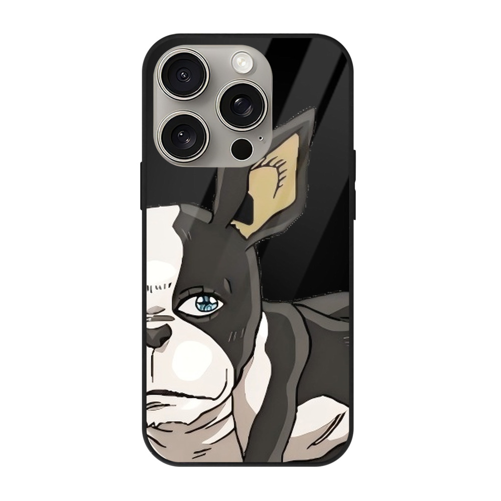 （画像用） ジョジョの奇妙な冒険 イギー JoJo's Bizarre Adventure Iggy 【iPhone15Pro対応】スマホケース 耐衝撃＆黄変防止 背面ガラス