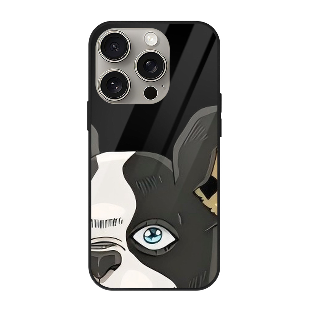 （画像用） ジョジョの奇妙な冒険 イギー JoJo's Bizarre Adventure Iggy 【iPhone15Pro対応】スマホケース 耐衝撃＆黄変防止 背面ガラス